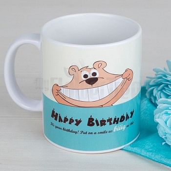 One Happy Birthday Quote Printed White Ceramic Mug (350 ml)