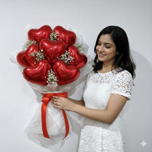 Red Heart Balloons Bouquet 