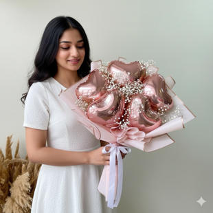 Rose Gold Heart Balloon Bouquet