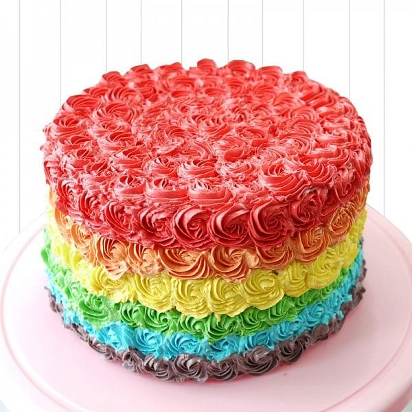 One Kg Designer Rainbow Rose Vanilla Cream Cake