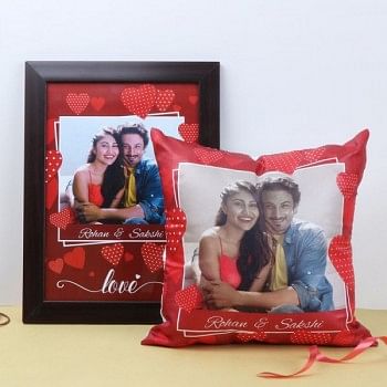 Combo of Personalised Cushion and A4 Size Photo Frame
