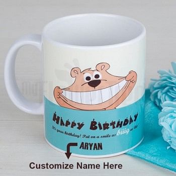 One Happy Birthday Printed Personalised White Ceramic Mug (350 ml)