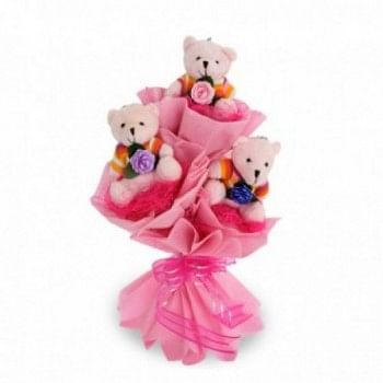 Bouquet of 6 inches 3 Teddy Bear in Paper Packing