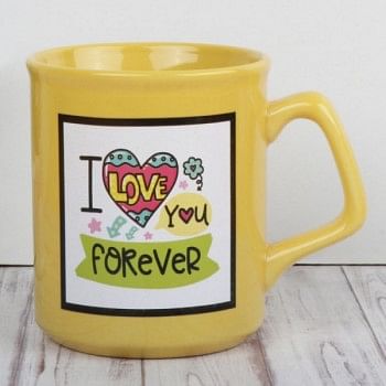 One "I Love You Forever" Quote Printed Yellow Ceramic Mug