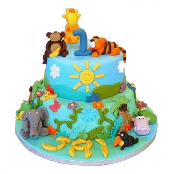 Jungle Book Theme 2 Tier Designer Chocolate Cake