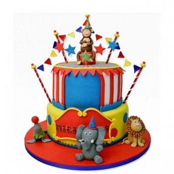 Circus Theme Designer Fondant Chocolate 2 Tier Cake