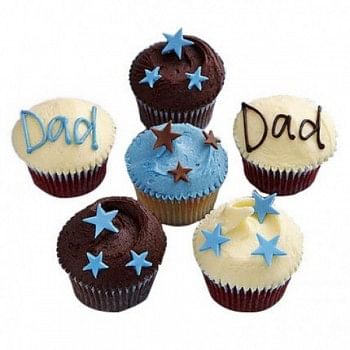Set of 6 Designer Chocolate Fondant Cupcakes for DAD