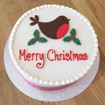 One Kg Merry Christmas Vanilla Fondant Cake