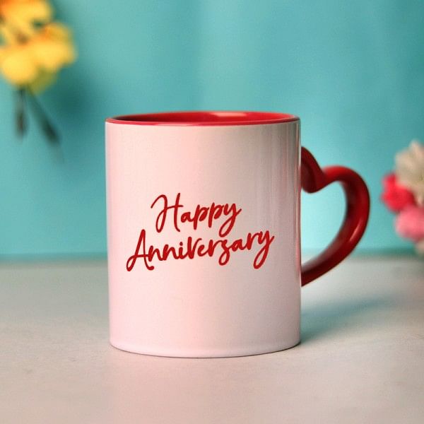 Heart Handle Mug for Anniversary