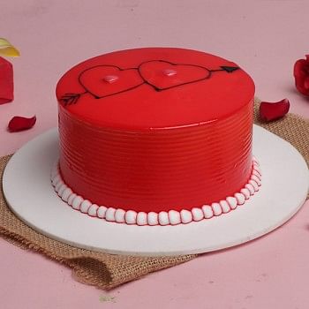 Half Kg Designer Strawberry Red Cake