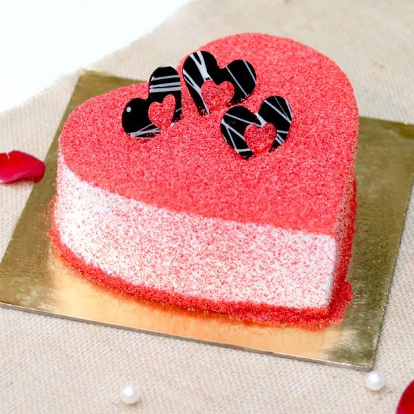 Heart Shape Designer Red Velvet Cream Cake. Front view!