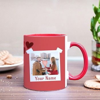 One Love Theme Personalised Red Handle Mug 