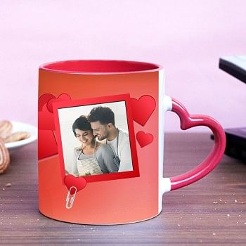 Personalised Photo Heart Handle Coffee Mug for Husband Wife