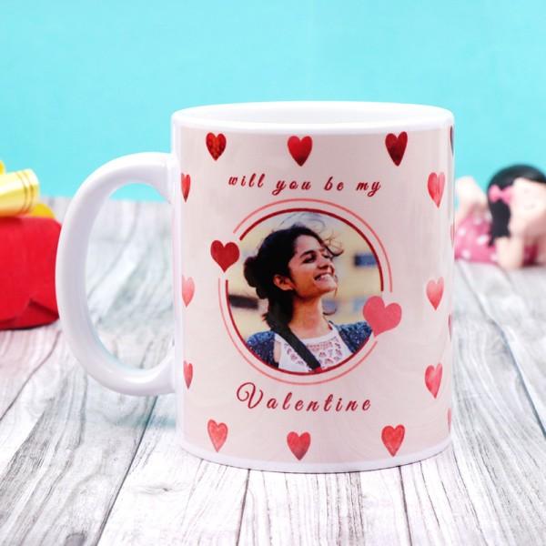 One Personalised Photo White Handle Mug for Valentines Day