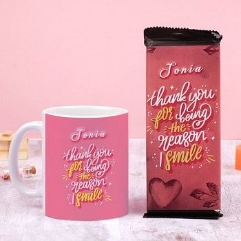 Love Theme Personalised White Handle Mug and 2 Bournville Chocolate