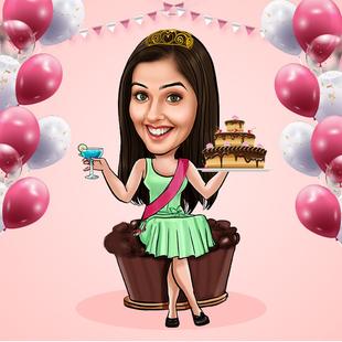 Birthday Girl Personalised E Caricature