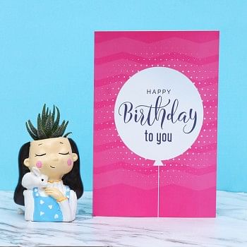 Zebra Cactus Plant with Birthday Greeting Card