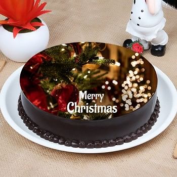 Merry Christmas Photo Truffle Cake