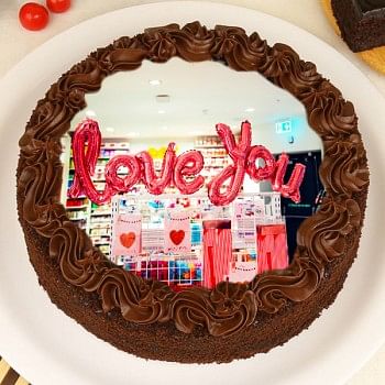 Love Theme Chocolate Photo Cake