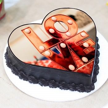 Love Theme Photo Truffle Cake