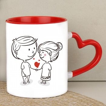 Love You Theme Heart Handle Mug