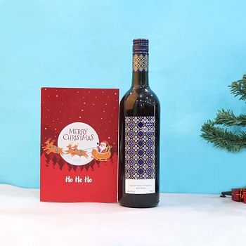 Christmas Greeting Card and Red Wine