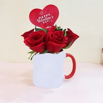 Valentines Day Roses with Coffee Mug