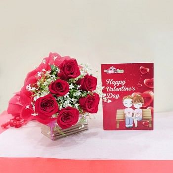 Valentines Day Roses with Greeting Card