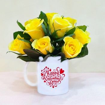 Yellow Roses with Coffee Mug