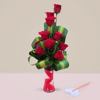 Glass Vase Rose Arrangement