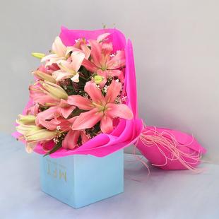 Dark Pink Lilies Vase