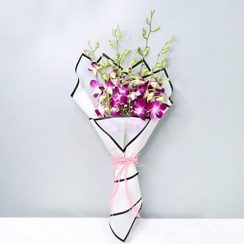  7 Purple Orchids wrapped in special Paper