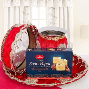 Soan Papdi Karwa Thali