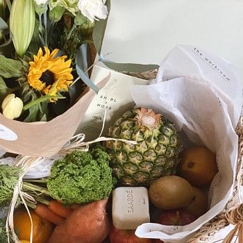Market Produce and Blooms Gift Basket