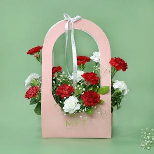 Red and White Carnation Floral Handbag