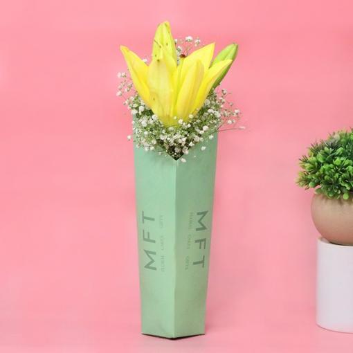 Yellow Asiatic Lily Floral Sleeve