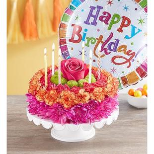 Birthday Wishes Flower Cake Vibrant