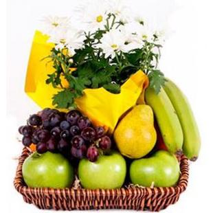 Fruits Flowers Gift Basket