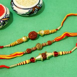 Religious Rudraksha Rakhi Set