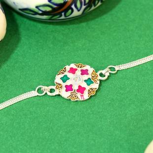 Charismatic Meenakari Silver Rakhi