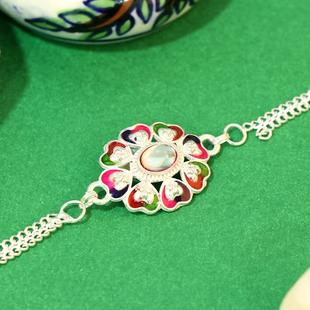 Gorgeous Floral Heart Silver Rakhi