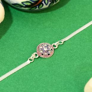 Classic Diamond Studded Silver Rakhi