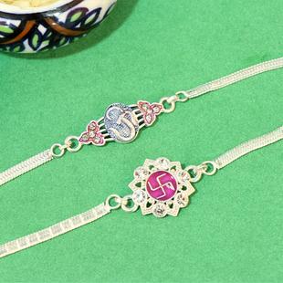 Devotional Silver Rakhi Set