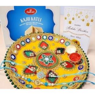 Elegant Rakhi Thali With Kaju Katli