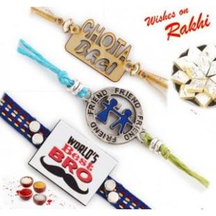 Set Of 3 Fancy Bhaiya Rakhi Set