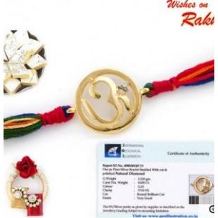 Round Cut Real Diamond Stud Om Rakhi