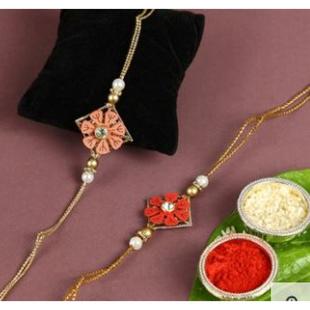 Diamond Shaped Floral Rakhi Set 