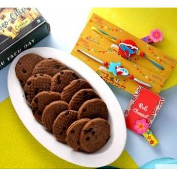 Set Of 2 Cartoon Planes Rakhi With Chocochip Cookies