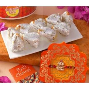 Ganesha Rakhi With Kaju Samosa