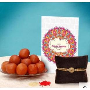 Om Rakhi With Delicious Gulabjamun With Card